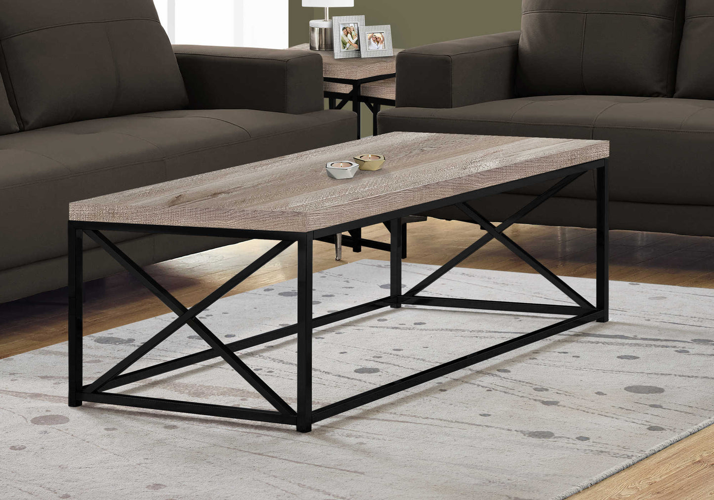 Table de centre en faux bois taupe 22x44x17