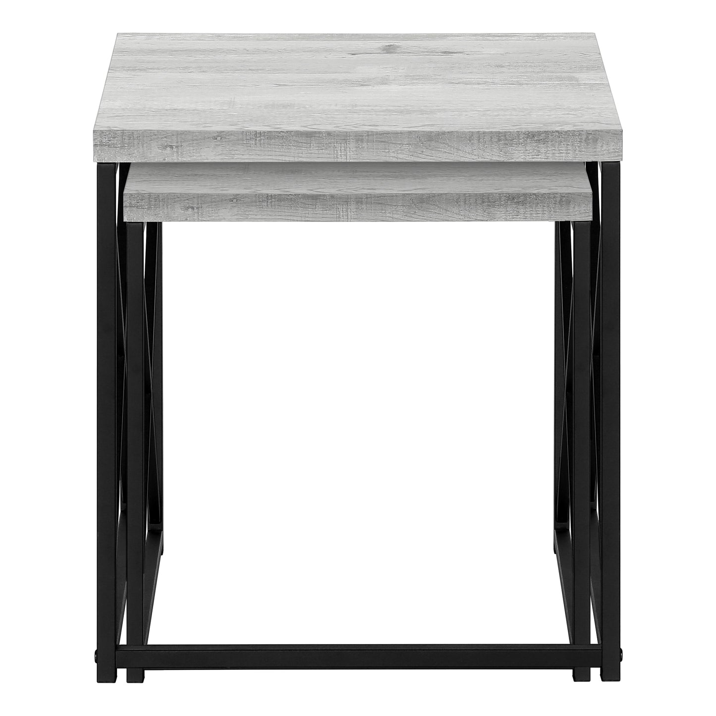 Table gigognes - ensemble de 2 - en faux bois gris et en métal noir