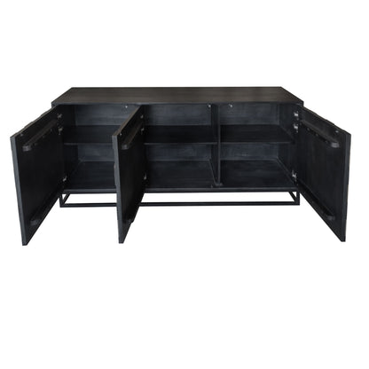 Buffet en acacia noir avec 3 portes 60''