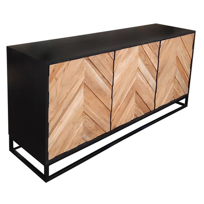 Buffet en acacia noir avec 3 portes 60''